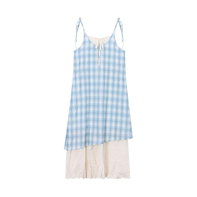 Fresh Kumikumi Contrast Color Summer Suspender Dress