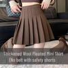 High Waist Woolen A-line Pleated Midi Skirt for Women - Autumn/Winter 2025 Style