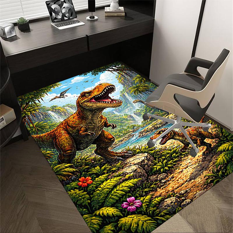 1PC Dinosaur Rainforest Extra Large Non Slip Floor Carpet, Office, Family, Bedroom Large Area Rug Indoor Rugs, Vibrant Colors