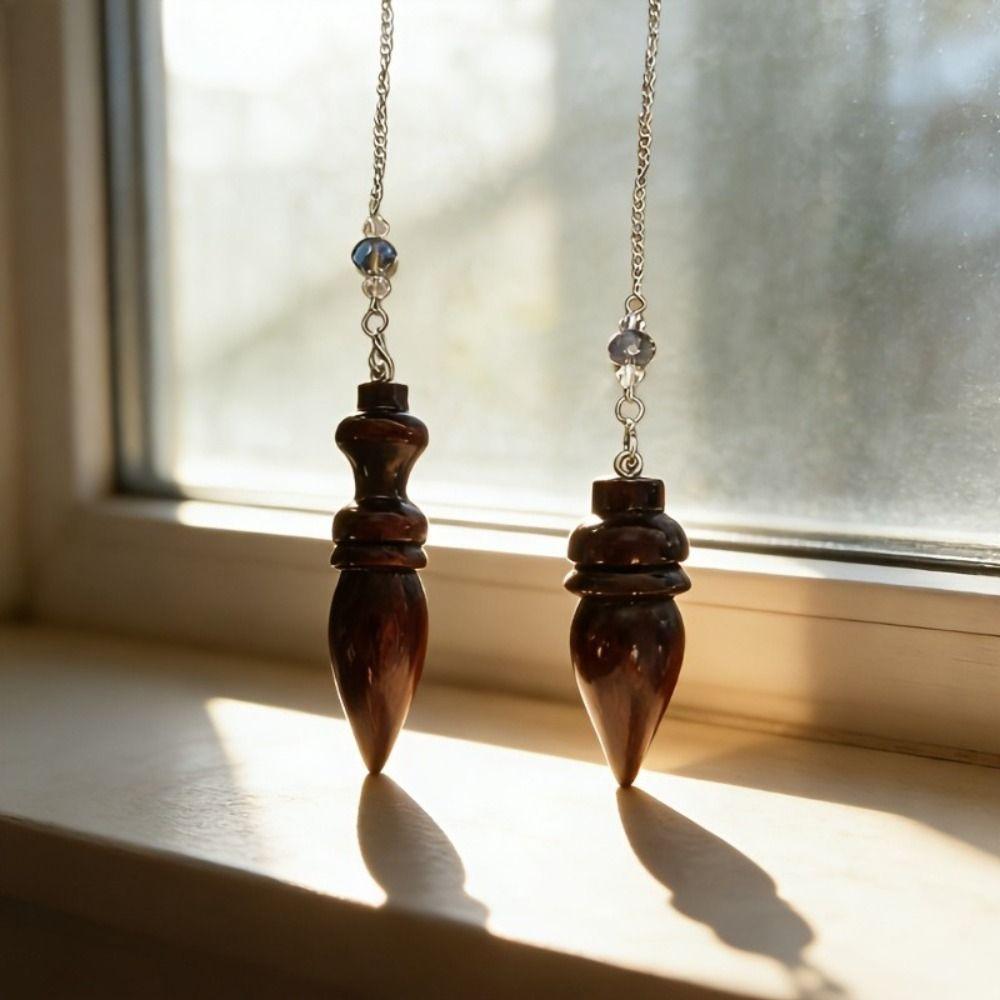 Dowsing Wooden Pendulum Wooden Reiki Spiritual Pendulo Creative Gift Round Cone Pattern