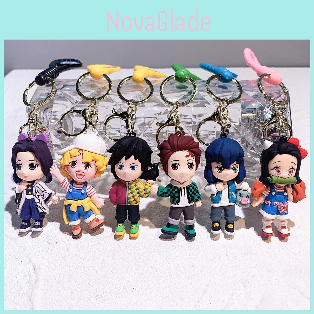 Adorable Demon Slayer Nezuko Zenitsu Couple Keychains Cute Anime Figures Collectibles