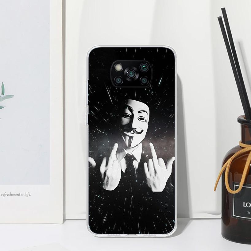 Anonymous V Mask Phone Case For Xiaomi Poco X7 X6 X5 M7 M8 Pro F7 Ultra Redmi 15C 15 13C 13 12C 12 10 10C 10A Art Fundas Poco X7