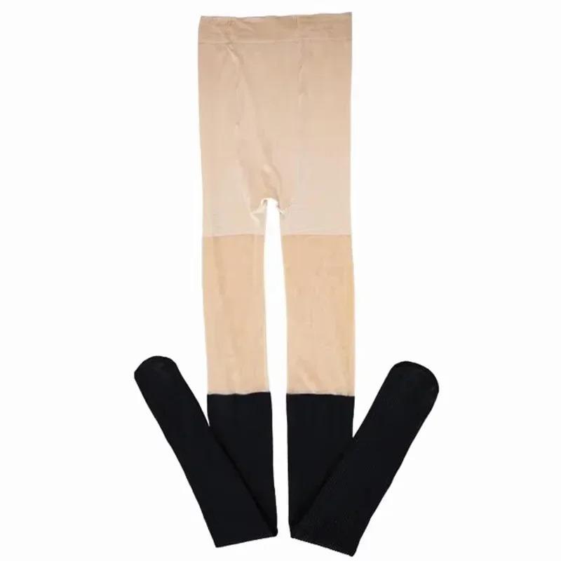 1pcs Fake Over-the-Knee Velvet Tights for Women Sheer Top and Opaque Bottom Pantyhose Female Slimming Stockings Long Socks Girls