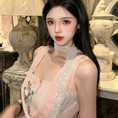 Bling Langer Schal Halstücher Krawatte Choker Halskette Für Frauen Luxus Krawatte Kragen Halskette Schmuck