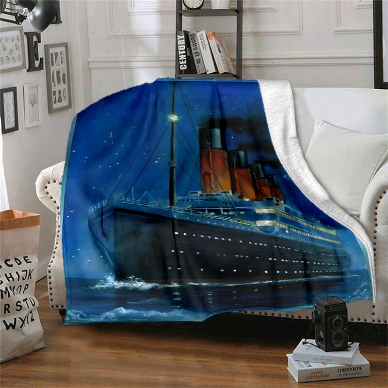 Titanic Flannel Blanket Soft Warm All-Season Throw, Design for Camping, Car Travel, Hiking Sofa, Bed, Office Perfect Gift for Parties