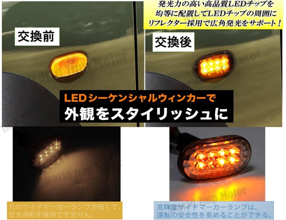 Suzuki Sierra LED Sideblinklys Venstre og Kompatibelt med Ettermarkeds LED-lys Type Jimny/Jimny Blinklys/Side (Sett 1) - Ok, JB64/JB74,