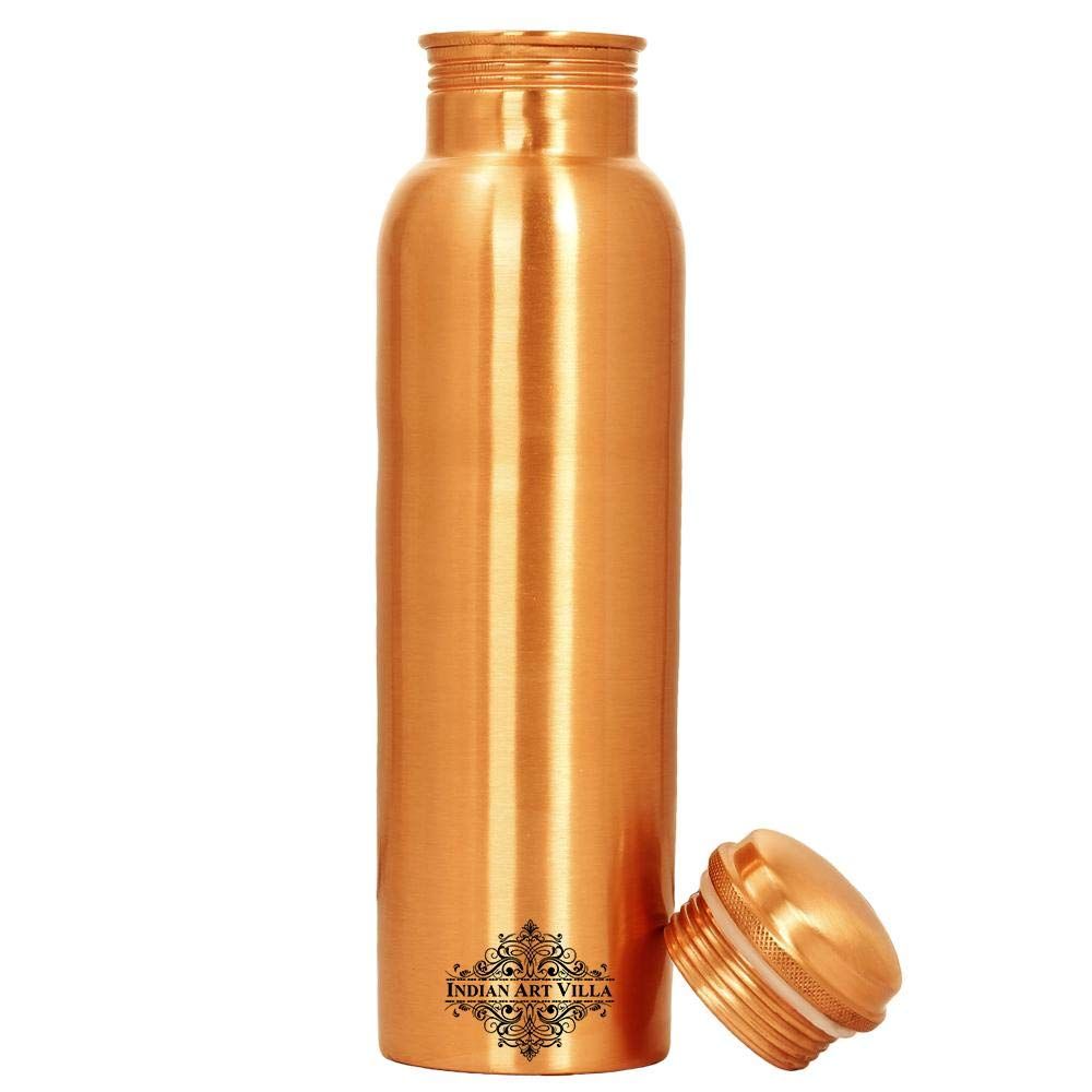 Pure Copper Drinkware Gift Set of Plain Matt Finish Design 1 Bottle & 2 Glass with Gift Box, Gift Item for Diwali, Bottle-1 Litre & Glass-300 Ml