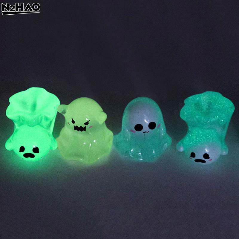 6/9/10Pc Resin Glowing Ghosts For Halloween Resin Decorations,Glow At Night Ghost Elf Ornament Micro Landscape Home Garden Decor