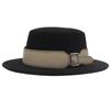 Belt Decoration Men And Women Couples Woolen Flat Top Top Top Hat Flat Brim French Hat