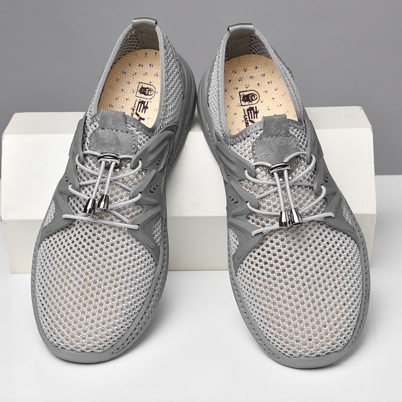 Breathable Men's Casual Shoes Breathable Man Mesh Shoes Fashion Loafers Lightweight Men Summer Sneakers Hollow Out Lace-Up Flats