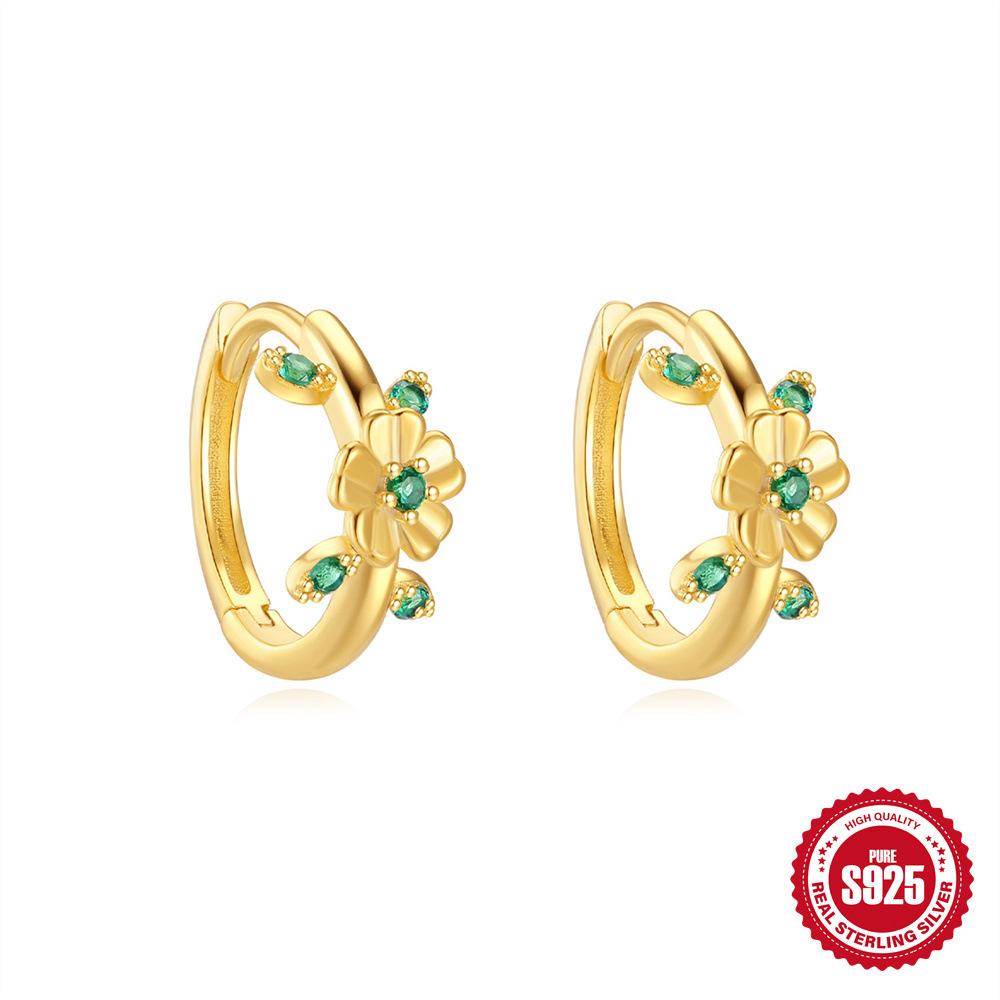 Daily Versatile S925 Pure Wide Face Full Of Diamonds Star Moon Fashion Earrings Earrings Earrings Buckles