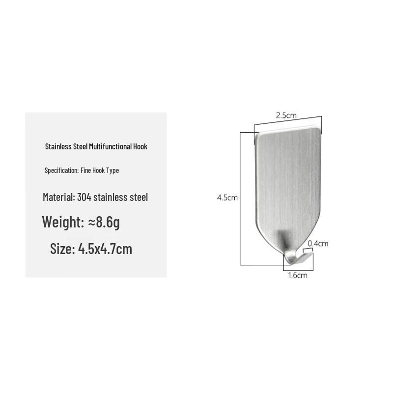 304 Stainless Steel Nail-Free Adhesive Hook Universal