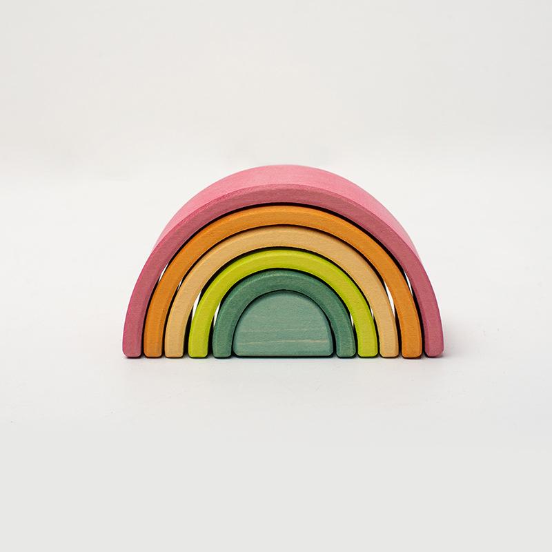 Rainbow Wooden Building Blocks: Early Education Stacking Toy & Children's Room Decor