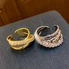 Korean Zircon Multilayer Crossover Open Ring: High-End Light Luxury Index Finger Jewelry
