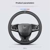 Leather Car Steering Wheel Cover Anti Slip Rubber Inner Ring For Honda Civic Fit Jazz Accord Pilot CRV Odyssey Passport City HRV