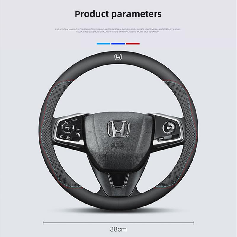Leather Car Steering Wheel Cover Anti Slip Rubber Inner Ring For Honda Civic Fit Jazz Accord Pilot CRV Odyssey Passport City HRV