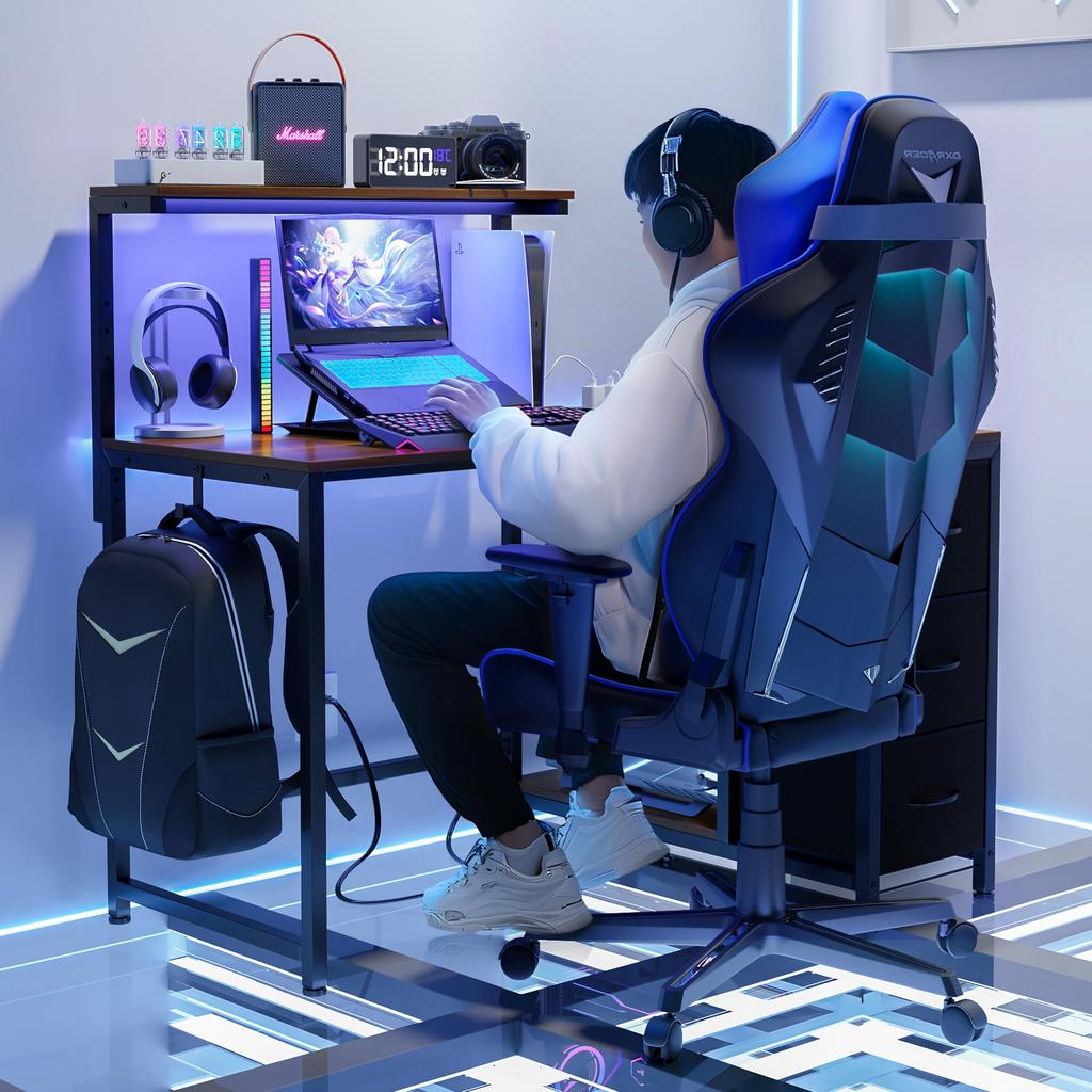 LunarLight PC Computer Desk Width 72cm Telework Desk L Shape Freely Reconfigurable Left and Right Monitor Stand Height Adjustable Comes with Drawer