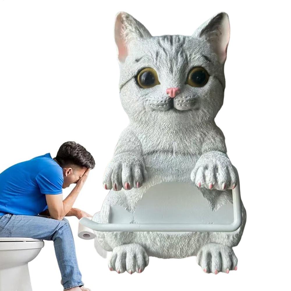 

Toilet Roll Holder Wall Mount Cat Home Decor Funny Toilet Tissue Holder Roll Stand for Bathroom Kitchen Counter Office Apartment