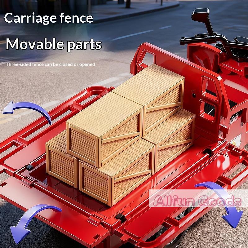 Simulation Tricycle Toy Model Inertia Driving Courier Car Realistic Pull Truck Diecast Toys Kids Pull Back Motorcycle Boy Gift