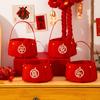 Red Candy Storage Bag Felt Gift Bags Joyful New Year Handheld  Fruit Basket  Home Supplies