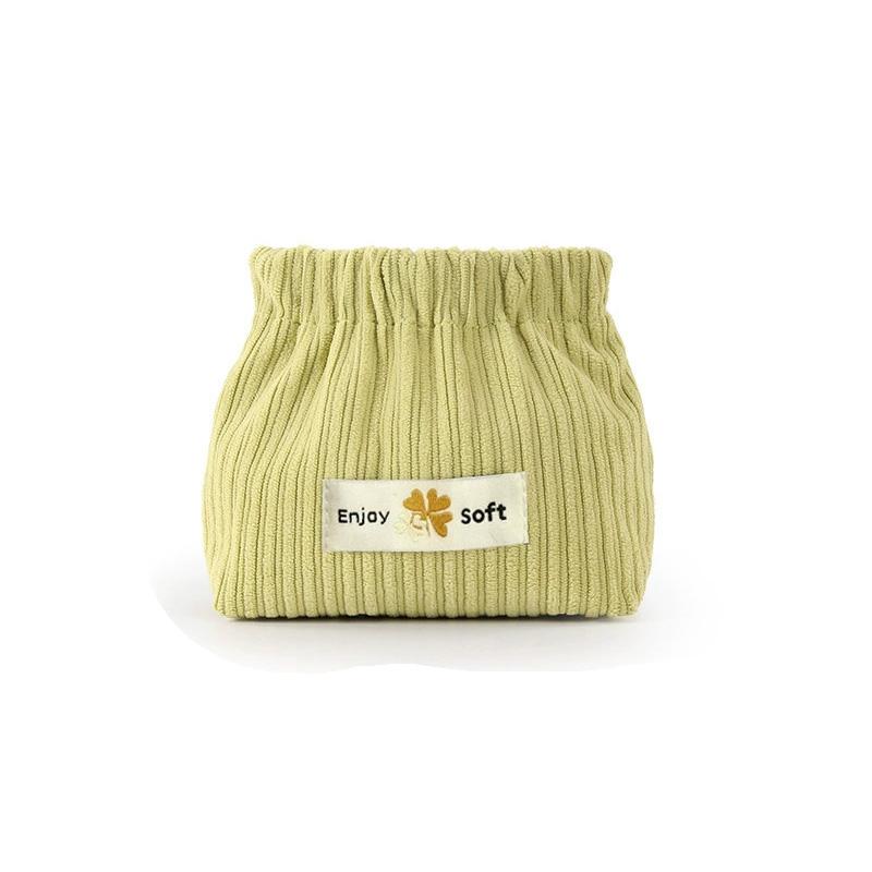 1 шт. Сумка для хранения Мягкий однотонный эластичный лист Вельветовая мини-сумка для помады Кошелек для монет Косметичка зелёный