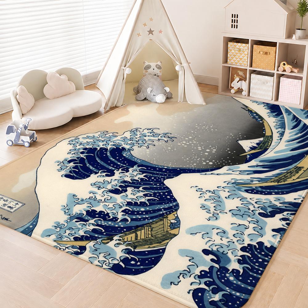 H-Hokusai O-Ohara K-Koson Floor Mat Floor Mat Soft Flannel Non-Slip Door Rug for Living Room