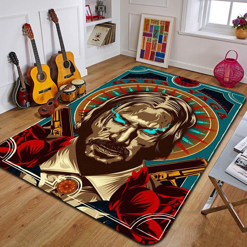 Tappeto stampato J-John Wick, tappetino da yoga alla moda, tappeto decorativo per camera da letto, soggiorno, bagno, tappetino decorativo per pavimento, regalo di compleanno