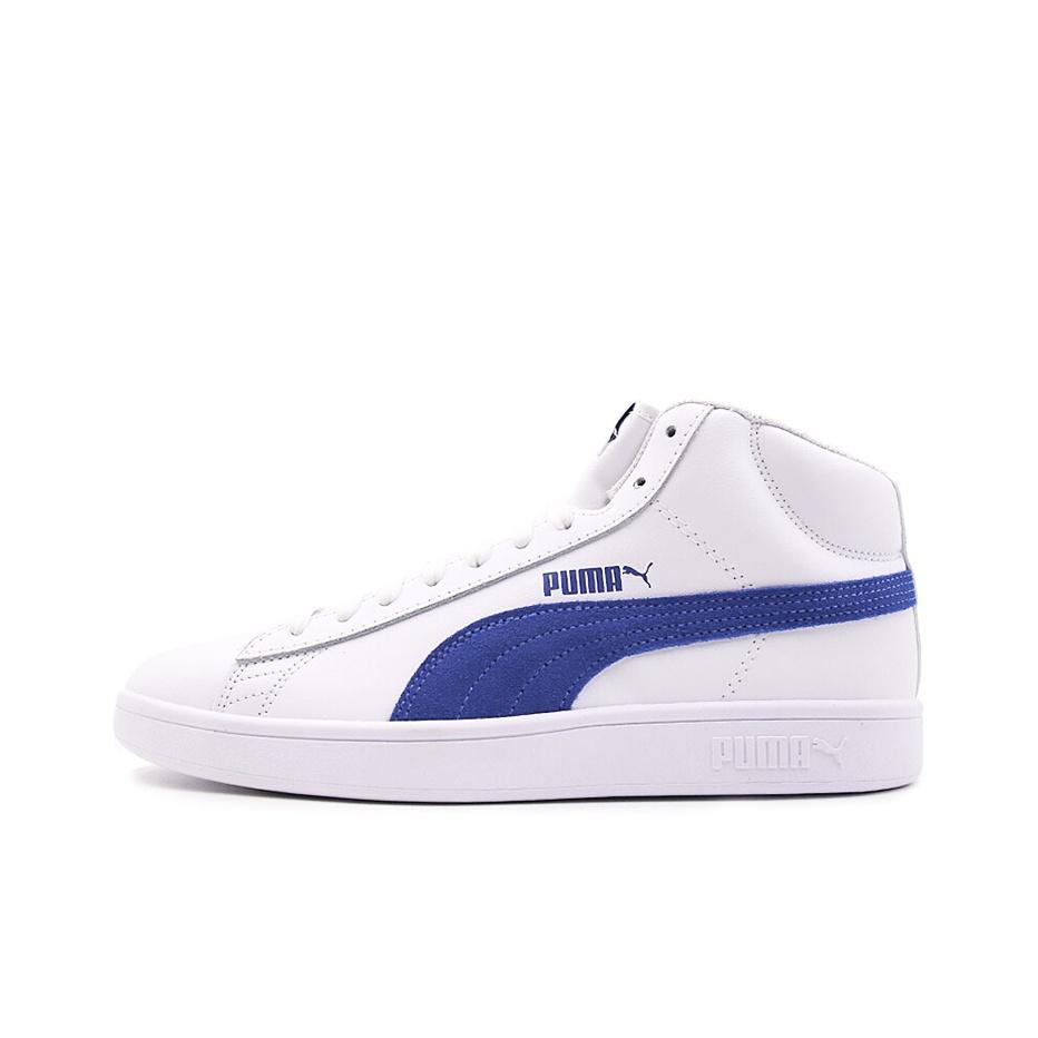 Puma Smash Szintetikus Bőr Közepesen Magas Szárú Sneakerek Uniszex Sneakerek Fehér Kék 366924-01
