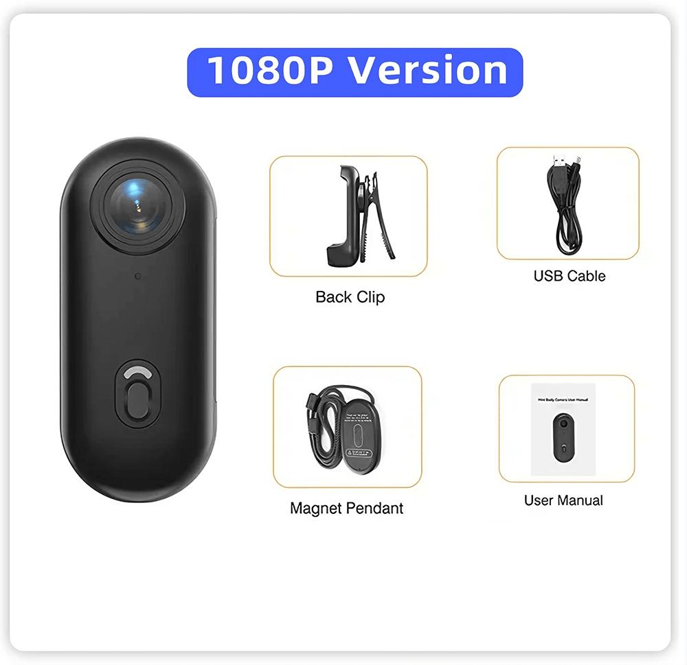 

4K Camera 1080P Pocket POV Mini WiFi Wireless Bodycam Magnetic Mount Vlog Video Recorder Action Motorcycle Helmet Sports Camera 64GB Card