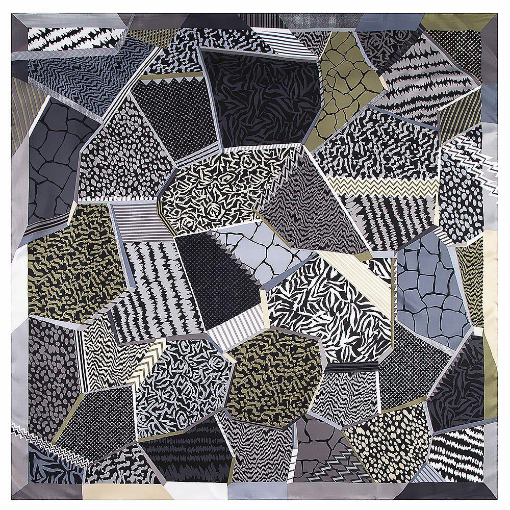 130Cm Silk Scarf Women Geometric Diamond Print Stoles Square Scarves Wraps Large Bandana Kerchief Hijabs Female Silk Foulards