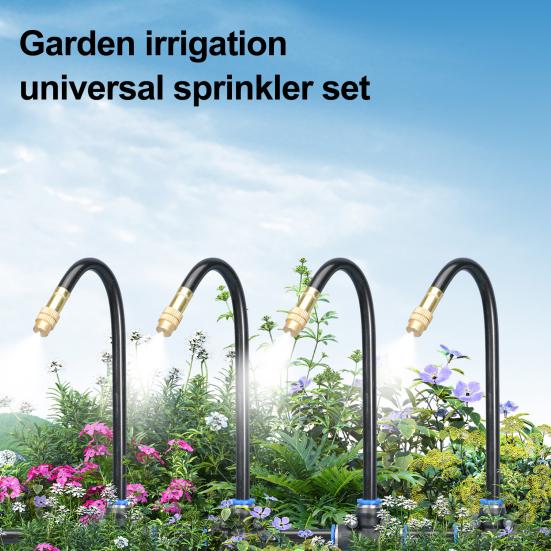 Automatic Irrigation System Irrigation Hose with 360-Degree Adjustable Nozzles Drip Irrigation System Kit with Connectors Cutter Ties for Garden