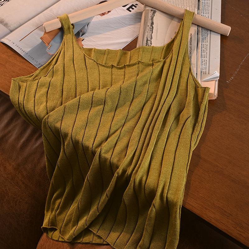 

Шелковая лиоцелловая майка без рукавов с круглым вырезом Large яблочный зеленый