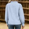 Long Sleeve Button Down Shirt for Women with Floral Embroidery Loose Fit Blouse Casual Collar Top for Daily Wear