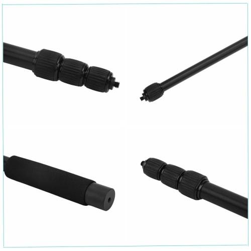 Microphone Boom Arm, Aluminum Alloy Handheld Microphone Extension Arm, Portable Heavy-Duty Microphone Boom Pole with Soft Foam Handle (4 Sections)