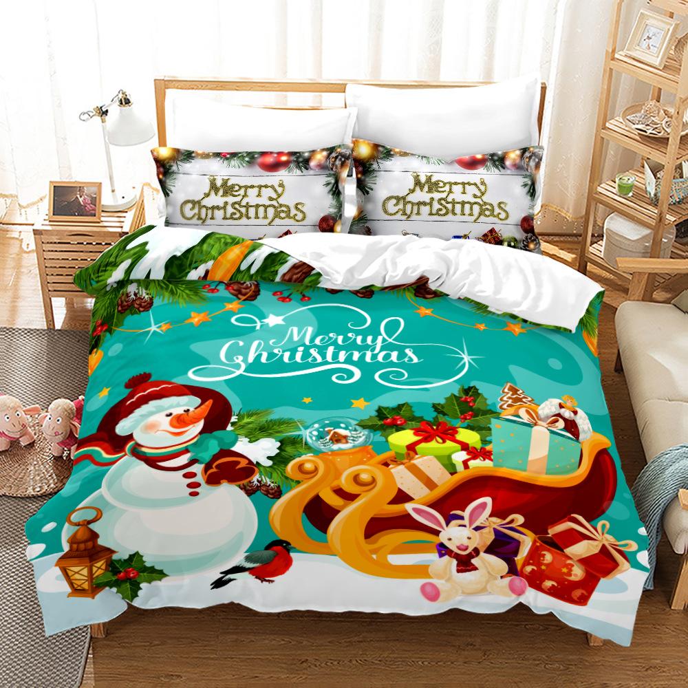 Christmas Duvet Cover Set Snow Cookie Merry Christmas Festival Comforter Cover King Queen Size for Kids Polyester Bedding Set