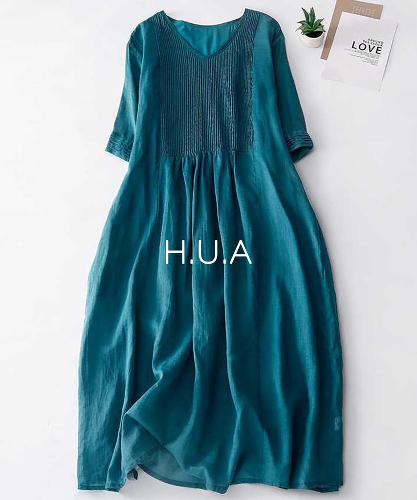 Maxi Long Maxi Plus Relaxed H.U.A Women's Dress, Dress, Size, Fit, V-Neck, Sleeveless, Resort, Spring/Summer, TC/XL