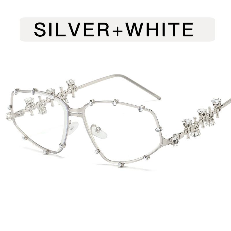 Y2K Stylish Eyeglass Frames for Women Rhinestone Decoration Women's Glasses Blue Light Blocking Decorative Glass