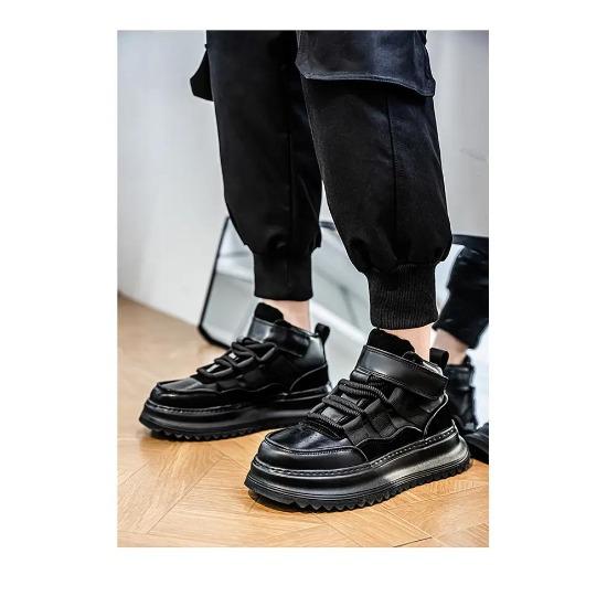 

Повседневные мужские кеды с высоким верхом, черно-белые, трендовые и универсальные стили, молодежная уличная обувь для отдыха и спорта, осень-зима 44