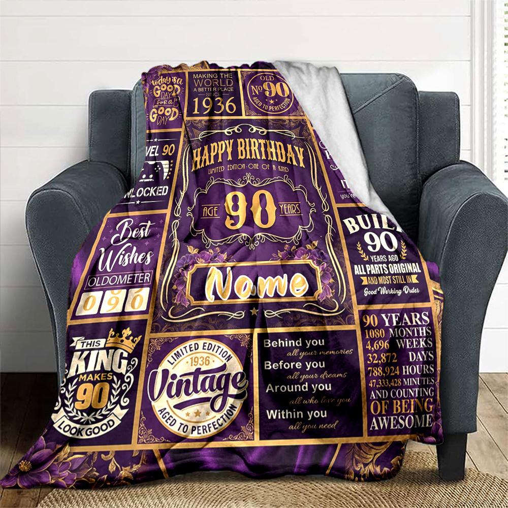 90Th Birthday Celebration Personalized Name Blankets Soft And Comfortable Against The Skin Naps And The Office A Wonderful Gift For Friends Family And