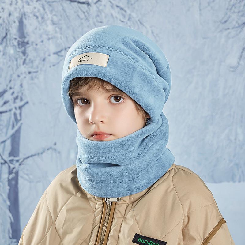 Kids Plush Hat And Neck Gaiter Pair With Warmth And Windproof Design For Winter Outdoor Use