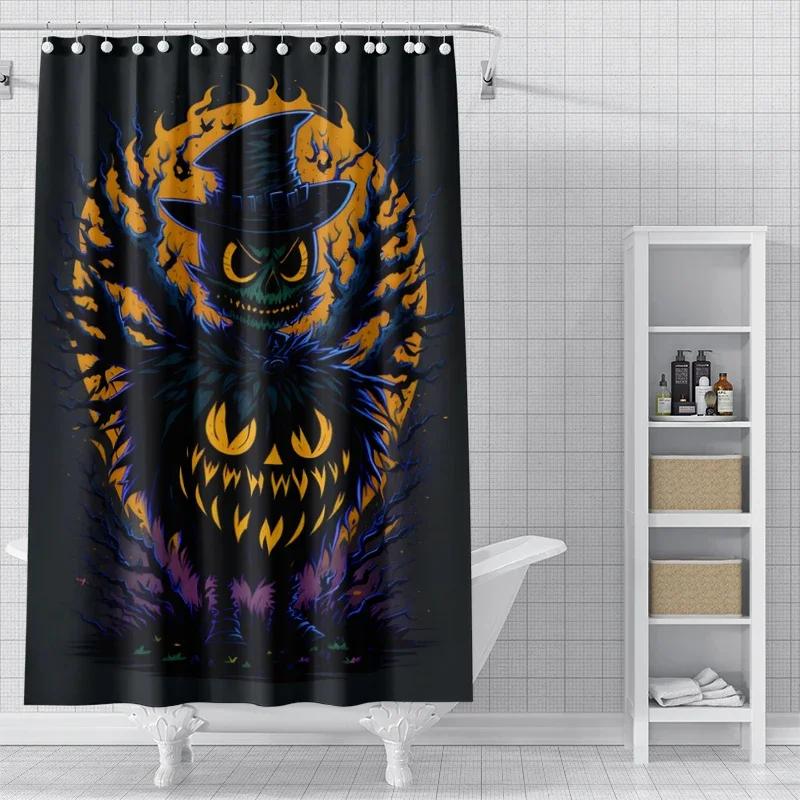 Home shower curtains for bathroom waterproof fabric Modern Nordic style Living Room curtain Halloween Autumn Pumpkin decoration