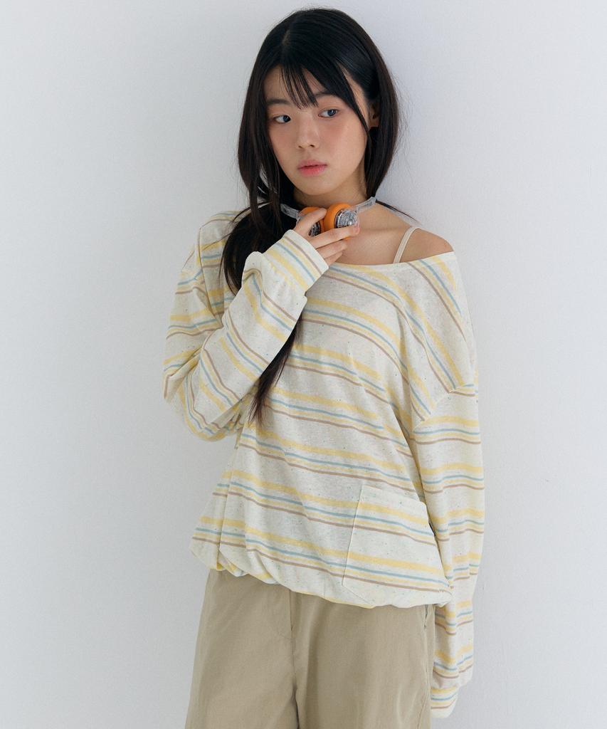 Peulleoti Stripe Comfort Long Sleeve T-Shirt In Yellow