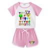Kids' Summer Color Block Sports Set: Short Sleeve T-shirt & Hot Pants