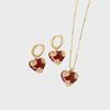 High-End European & American Red Oil Heart Necklace - Women's Retro Clavicle Chain for Autumn & Winter