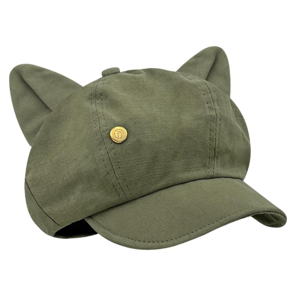 Cute Cat Ears Women's Beret Japanese Style Cat Paw Pattern Newsboy Cap Anime Sweet Baseball Cap Everyday Outfits