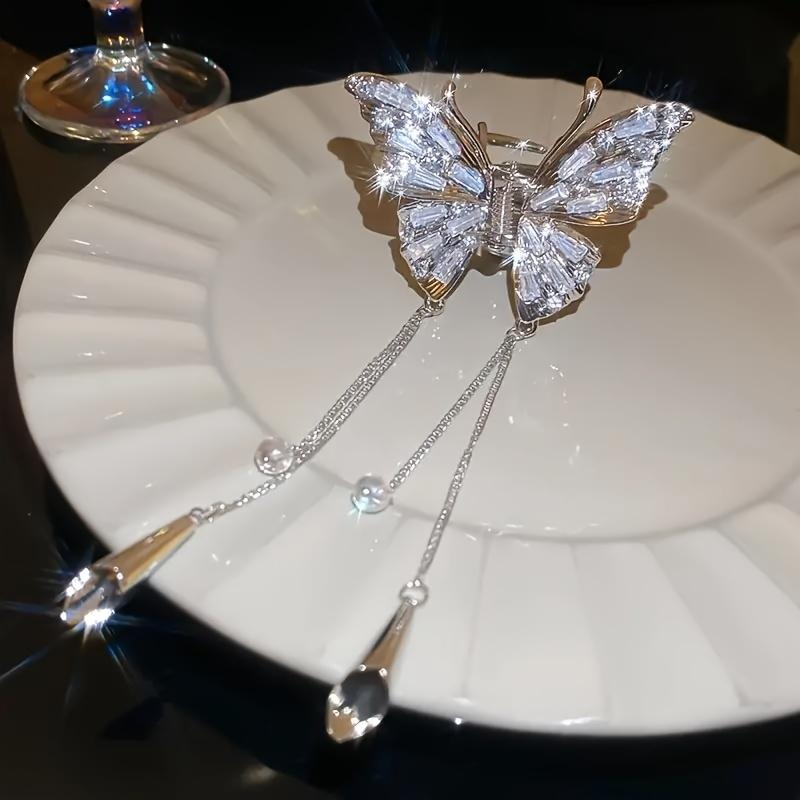 

1 шт. простые бриллиантовые аксессуары для волос в виде бабочки, элегантные китайские заколки для волос, женские аксессуары для фестиваля волос, бахрома-колокольчики