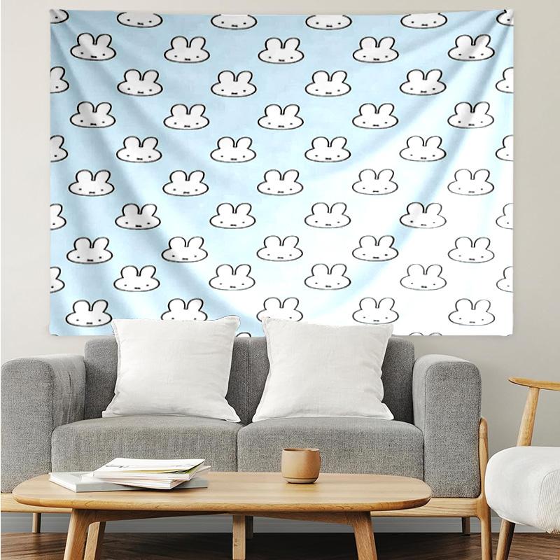Miffy Tapestry for Bedroom Aesthetic Classroom Tapestries Wall Hanging for Living Room Dorm Office,Ideal Creative Gift