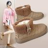 BRM885 New Autumn and Winter Korean Version of Snow Boots Casual Women's Velvet Medium Help Solid Color Heightening Cotton Shoes To Keep Warm
