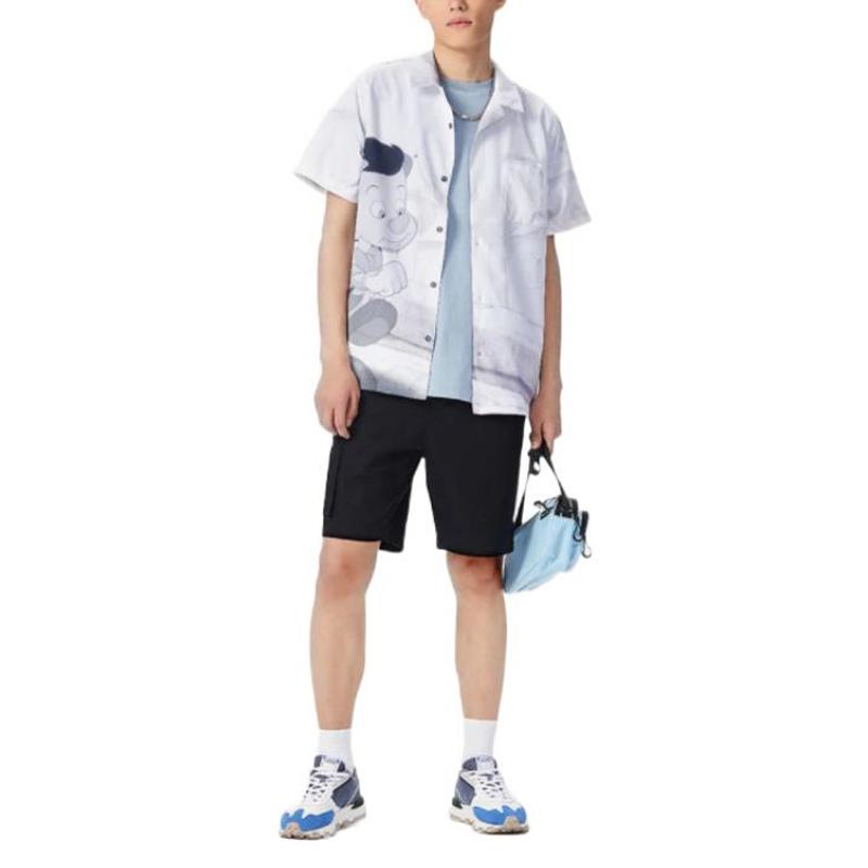 Li-Ning Sport Life Series Hand-Painted Cartoon Print Button Casual Shorts Men Bottoms Black AKSS431-2