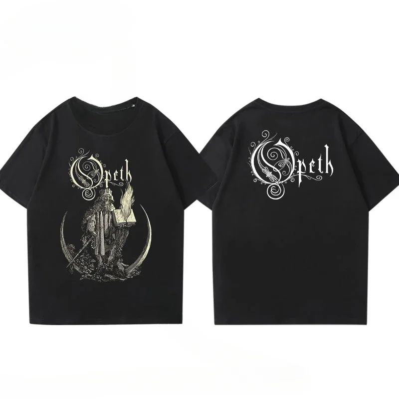 Rock Gothic Oberteile Vintage Progressive Death Metal Band Aufdruck T-Shirt Mode Opeth Band Kurzarm Baumwolle Streetwear Unisex